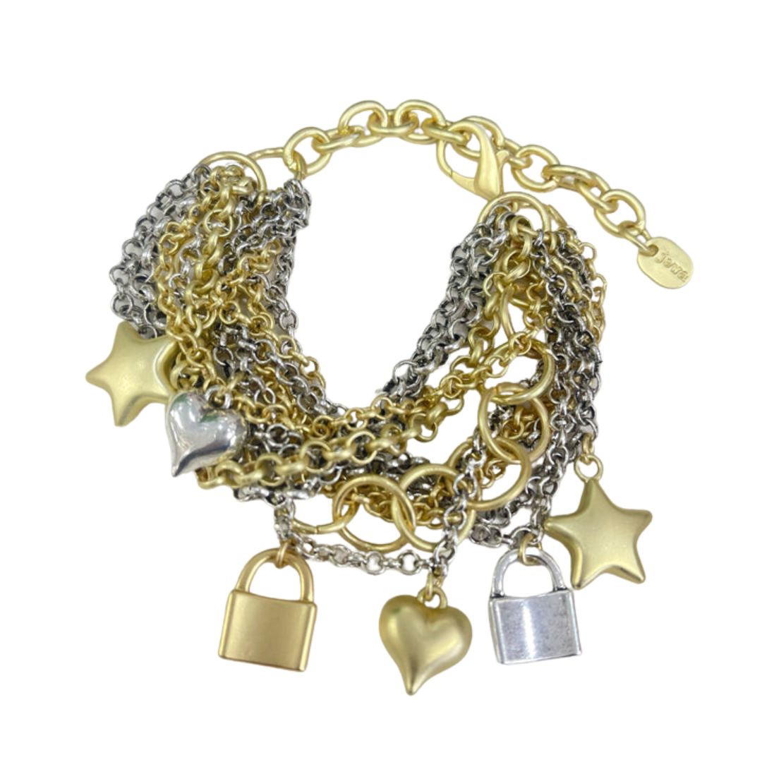 CHARMED LOCK AND STARS CHAIN BRACELET