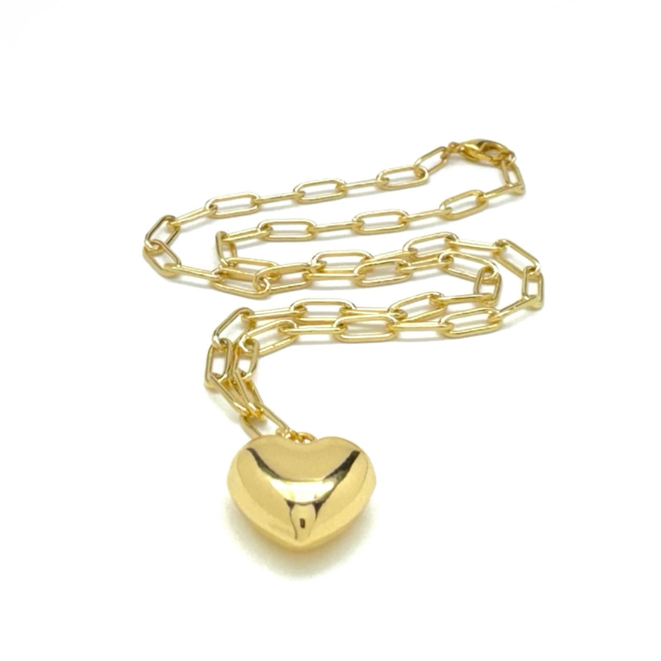 PUFF GOLD HEART NECKLACE