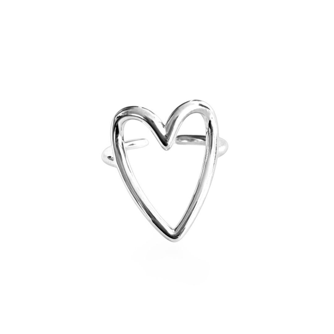 OPEN HEART SILVER RING