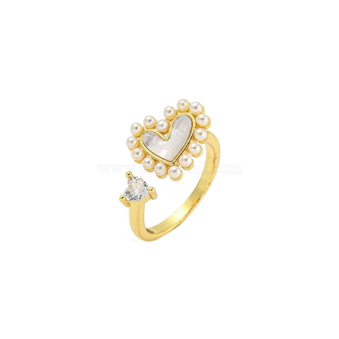 GOLDEN PEARL HEART RING
