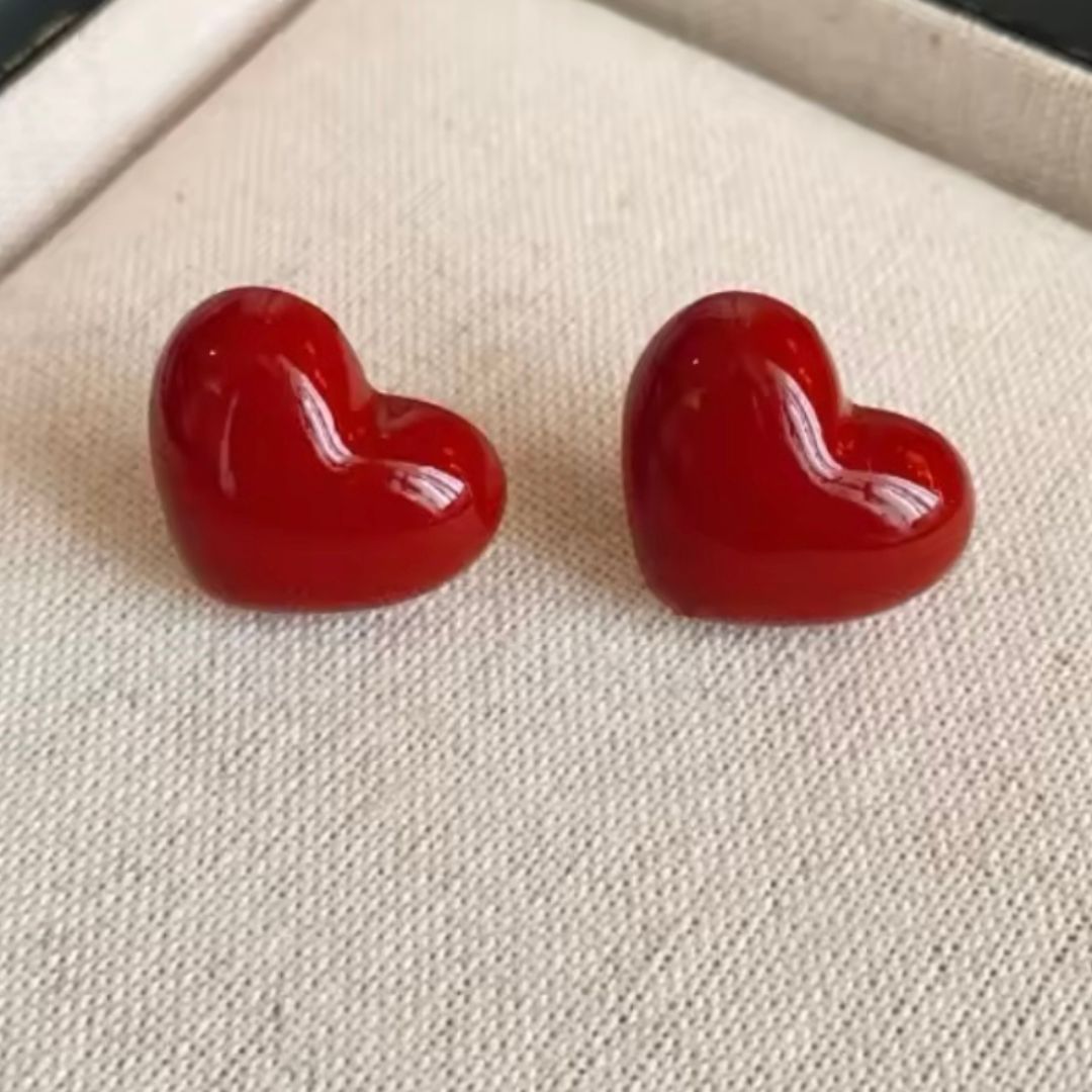 RUBY HEART STUDS