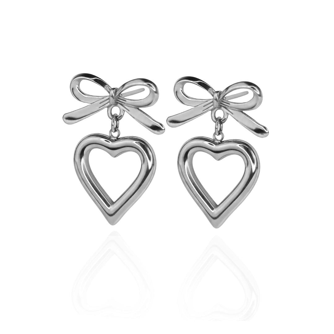 SILVER HEART BOWKNOT