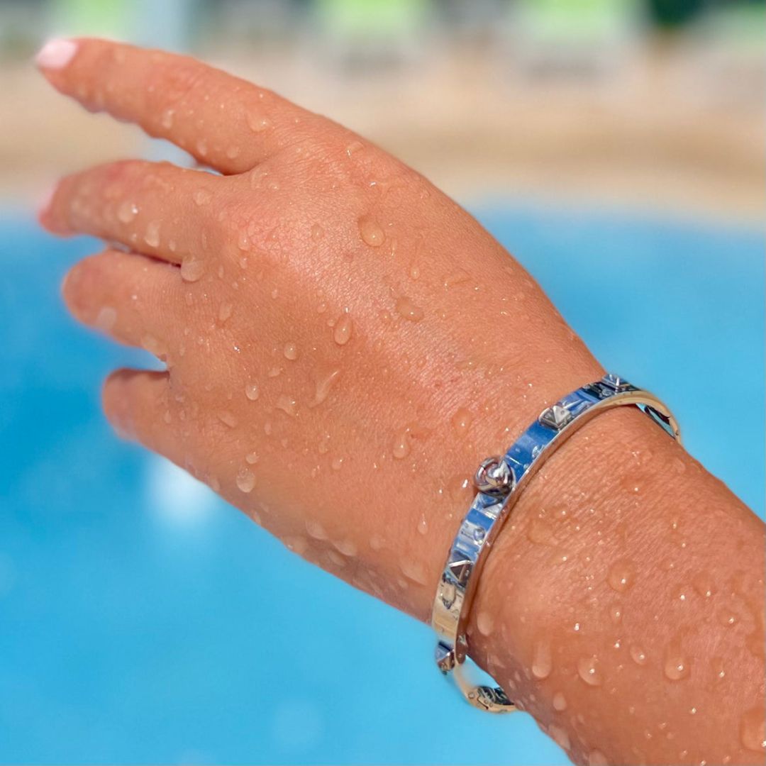 SILVER SPIKES BANGLE