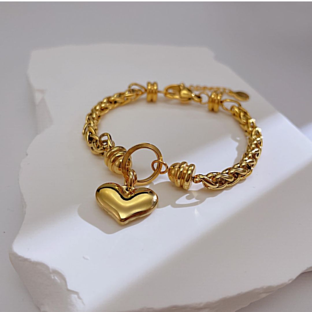 GOLDEN HEART BRAID BRACELET