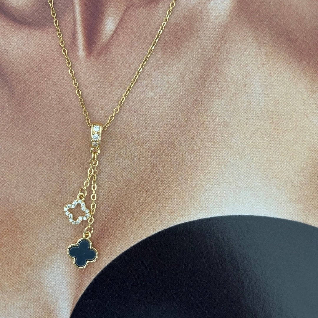 BLACK CLOVER CHARM NECKLACE