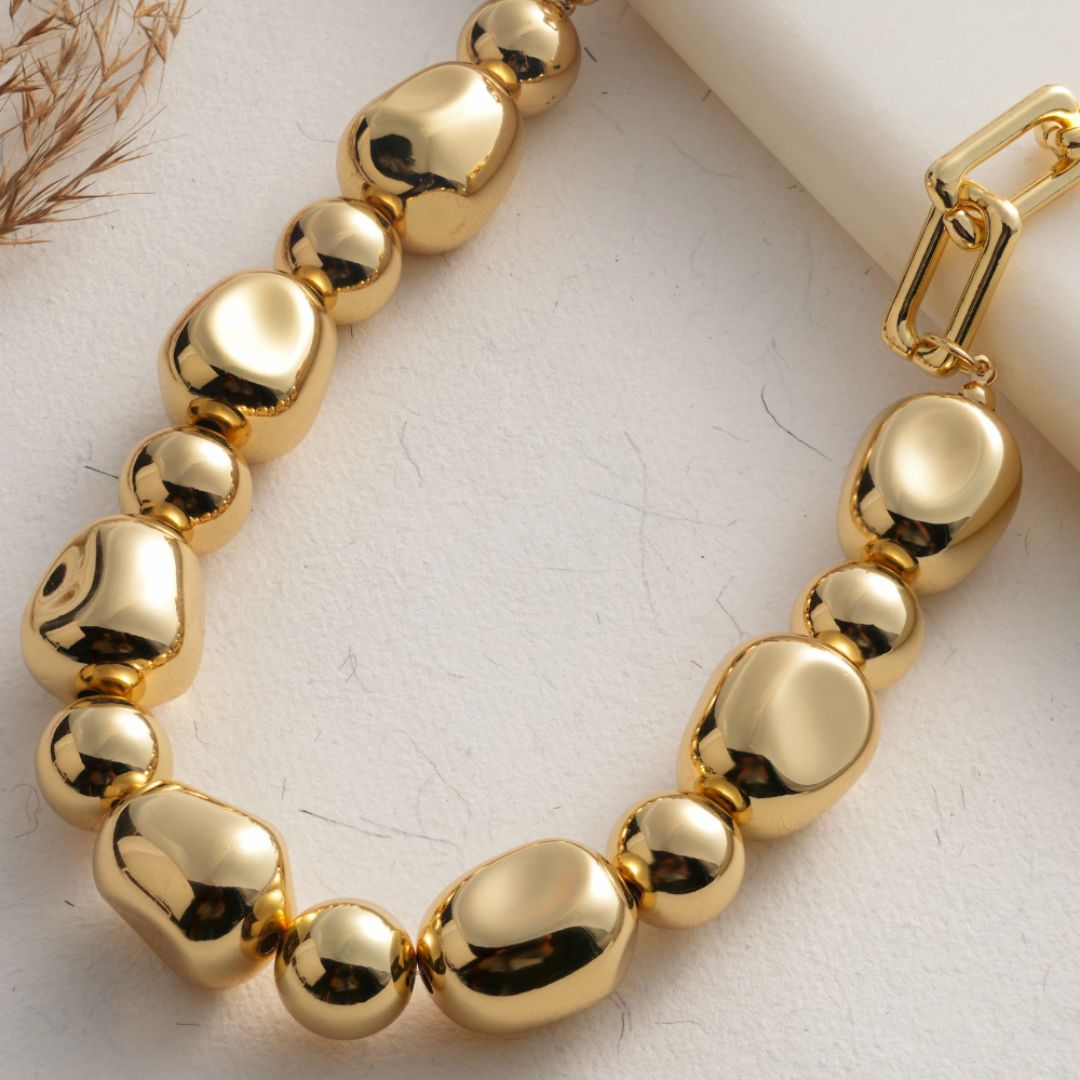 CHUNKY NUGGET LINK STATEMENT NECKLACE
