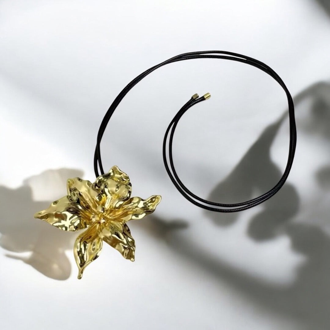 GOLD ORCHID NECKLACE