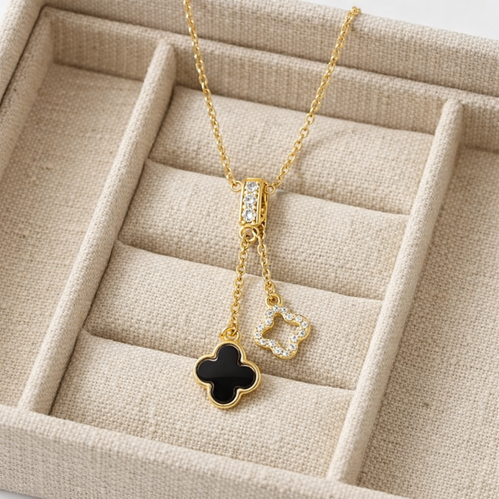 BLACK CLOVER CHARM NECKLACE