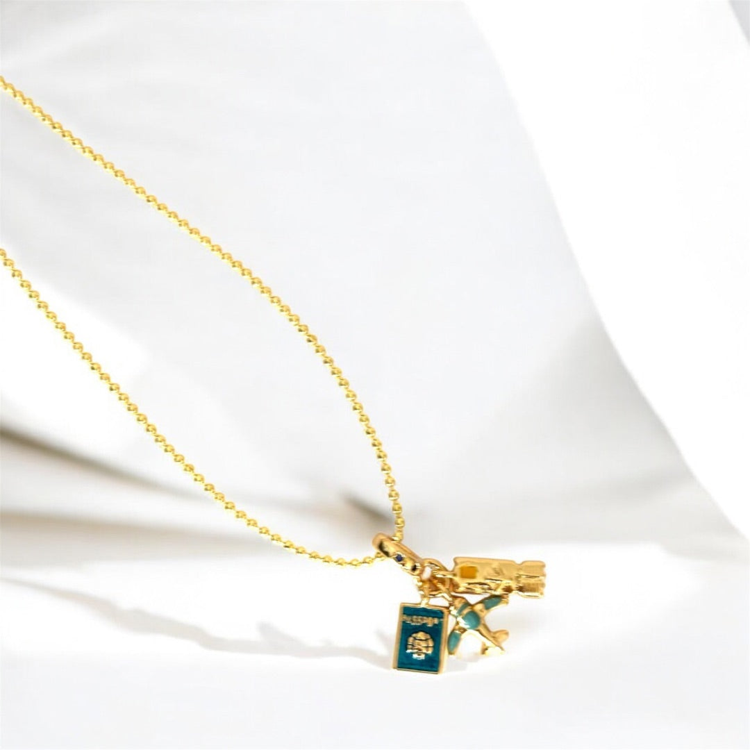 AIRPLANE PASSPORT NECKLACE