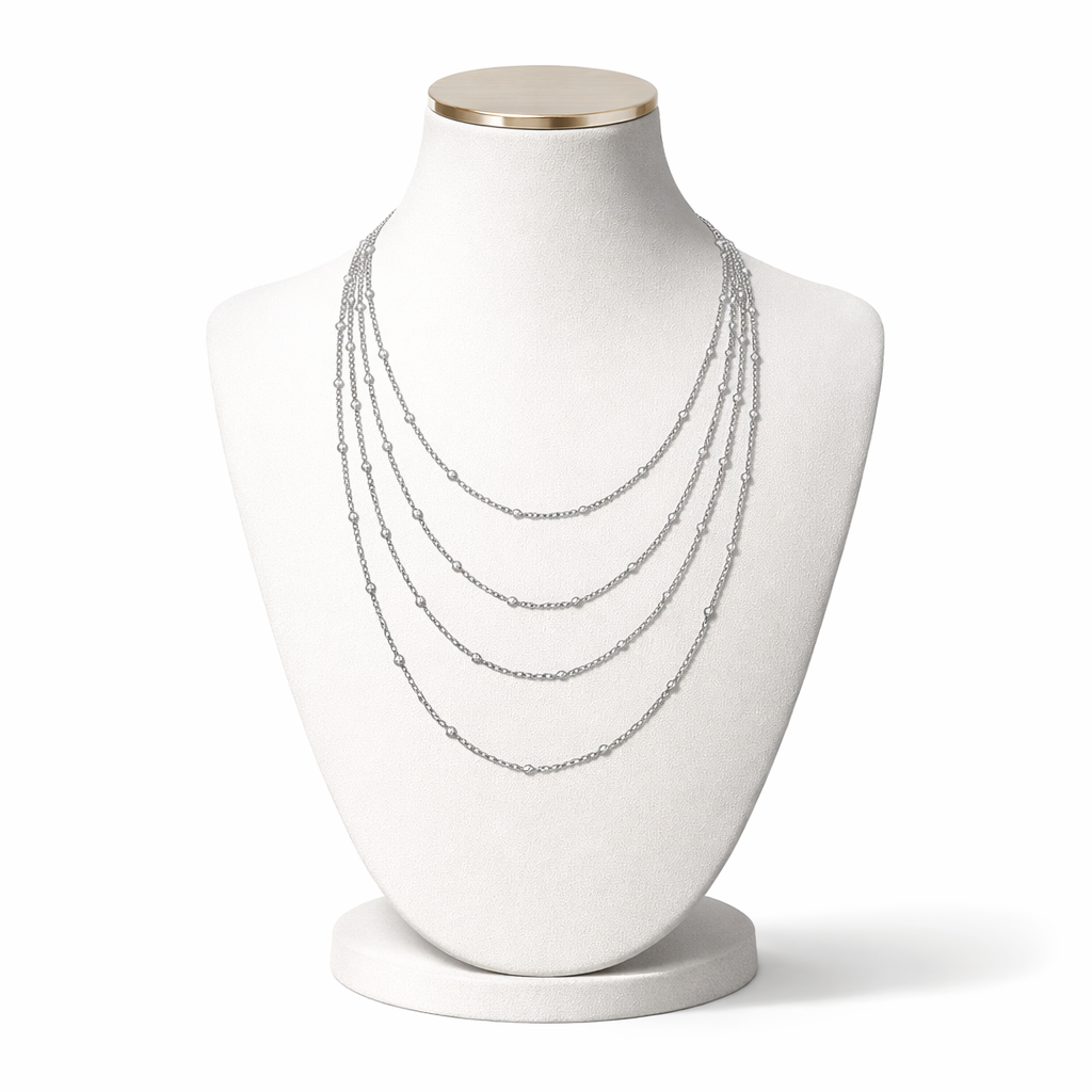 CASCADE LAYERED SILVER NECKLACE