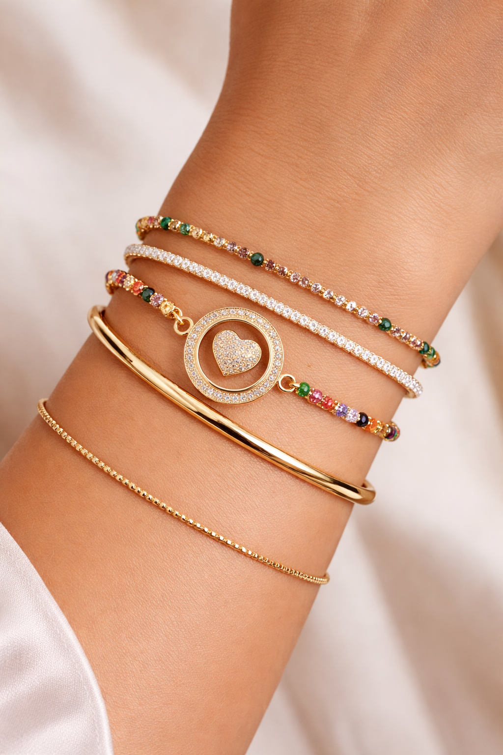 RAINBOW HEART CHARM BRACELET