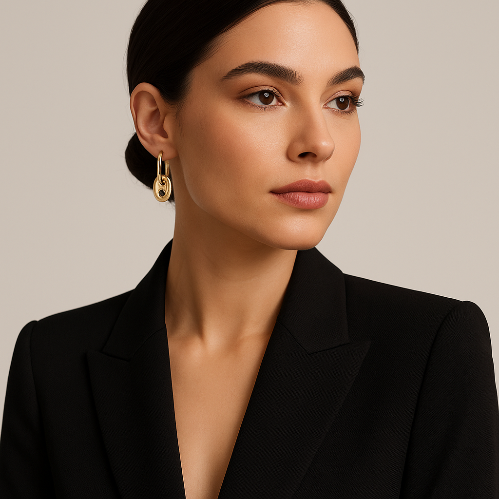 GOLD MARINER LINK EARRINGS