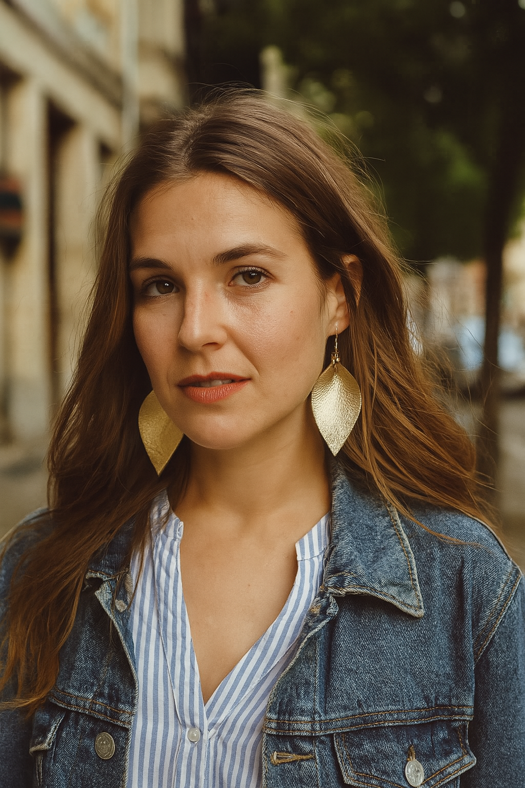 GOLD LEAF LEATHER EARRINGS