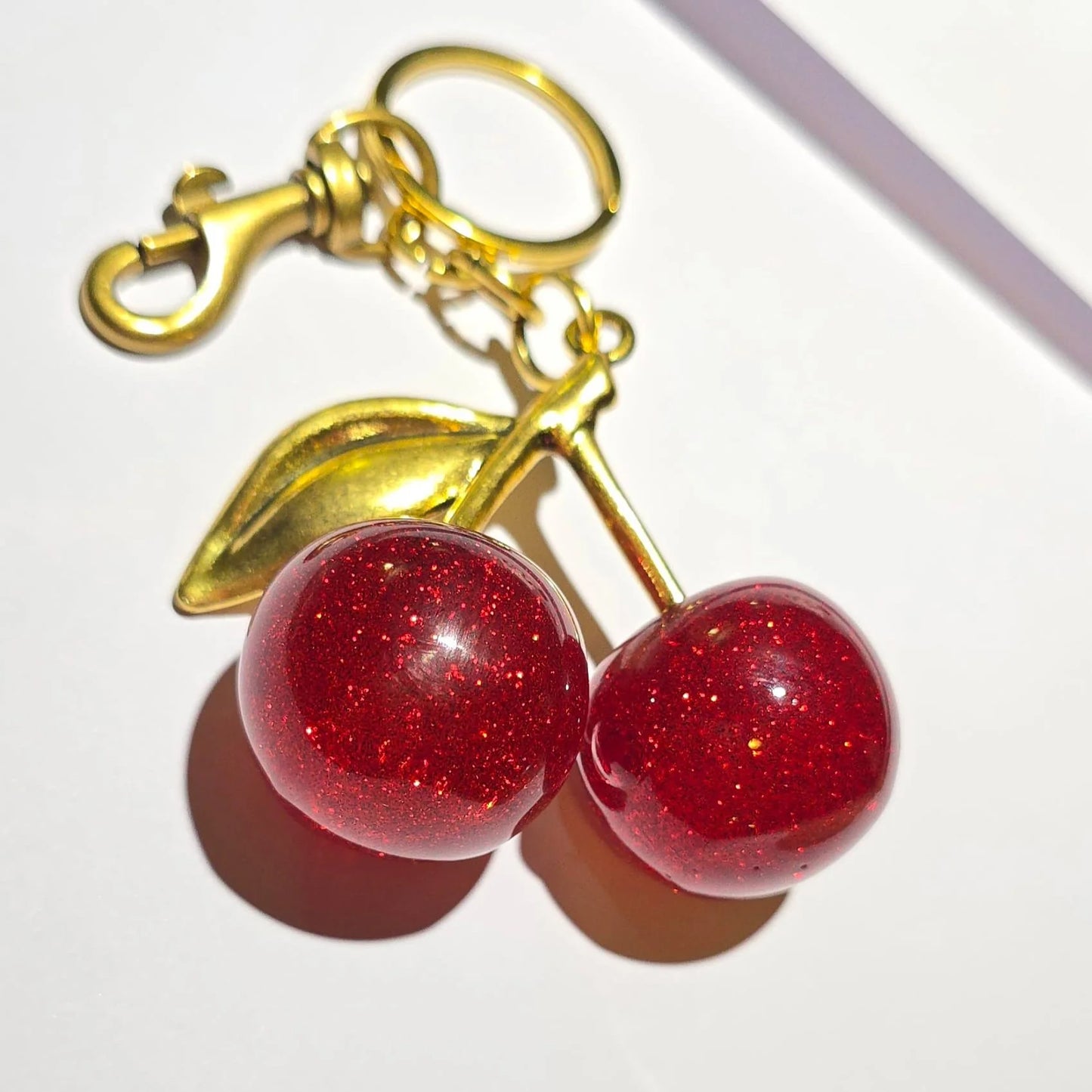 SPARKLING CHERRY CHARM KEYCHAIN