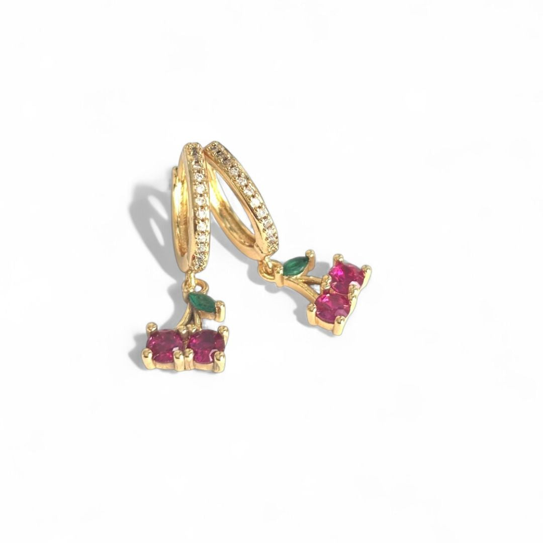 RUBY CHERRY BLOOM HUGGIE EARRINGS