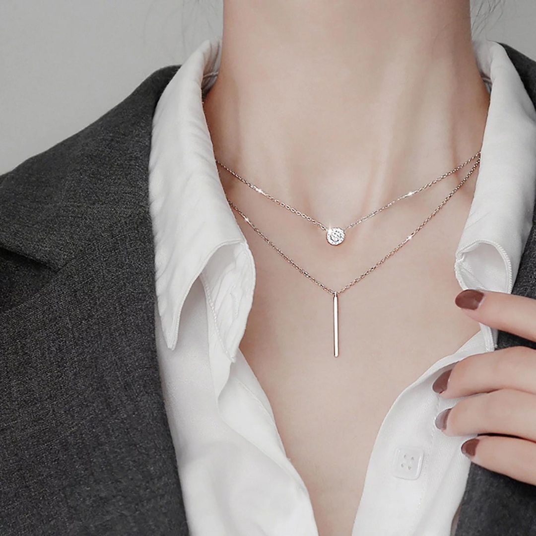 ROSE GOLD BAR DUAL-LAYERED NECKLACE