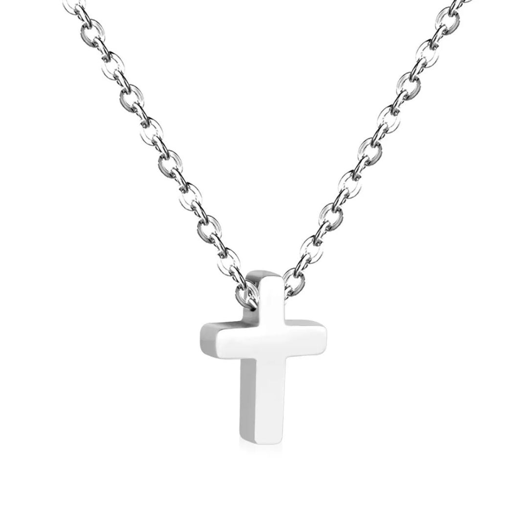 TINY SILVER CROSS PENDANT NECKLACE
