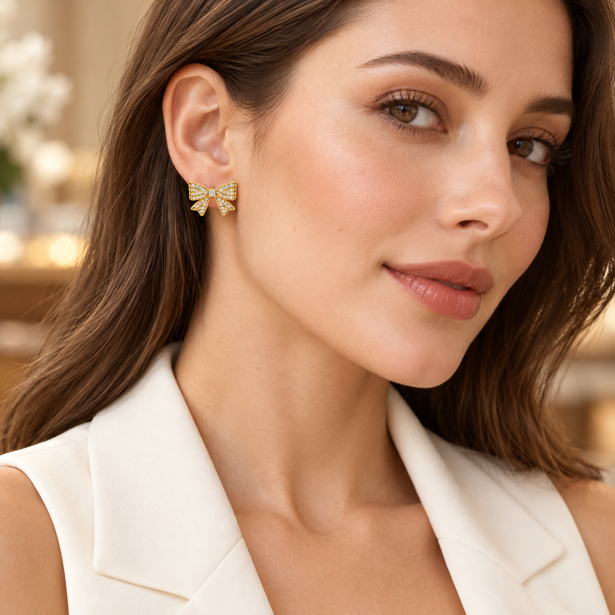 CRYSTAL BOW EARRINGS