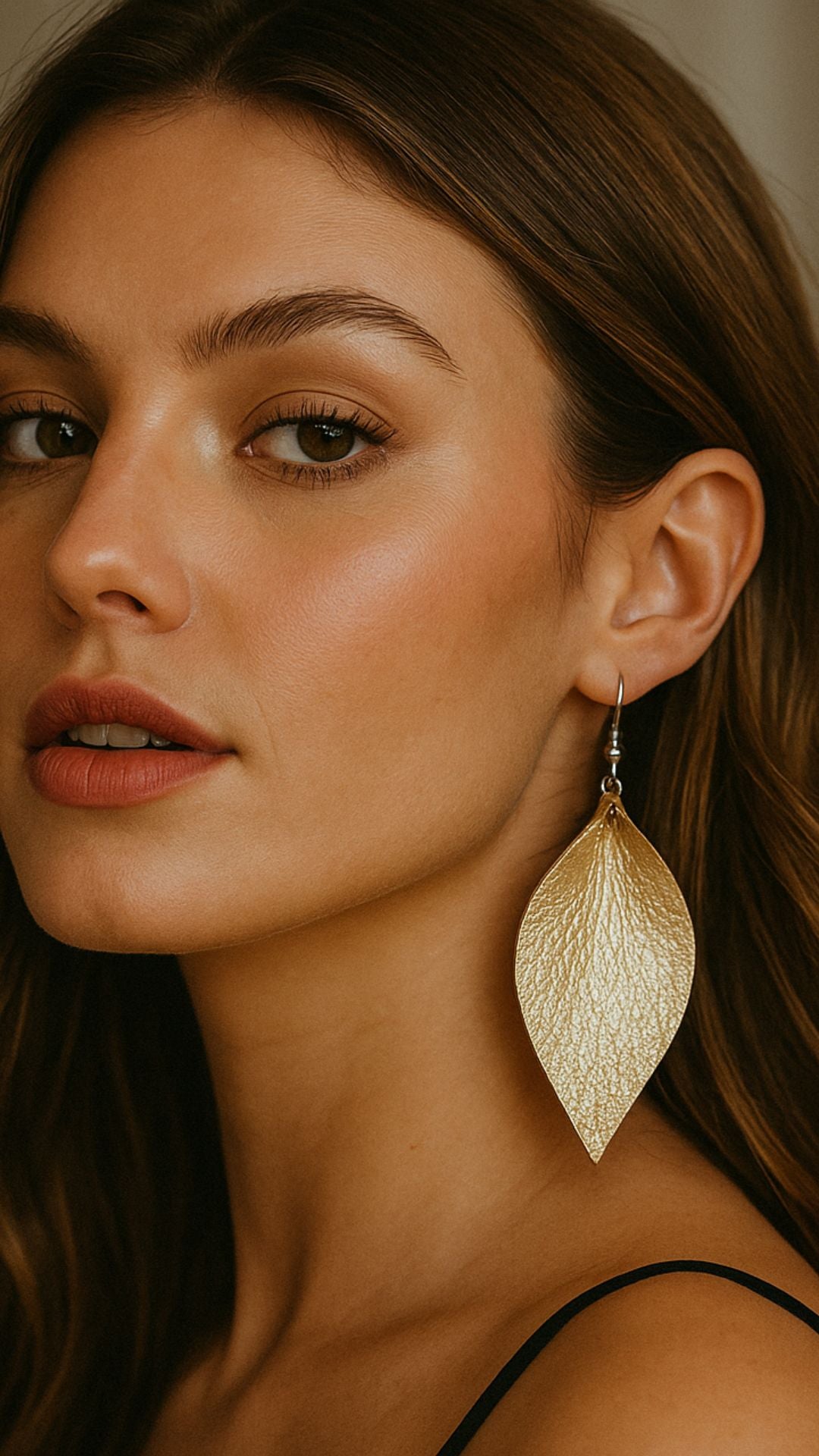 GOLD LEAF LEATHER EARRINGS