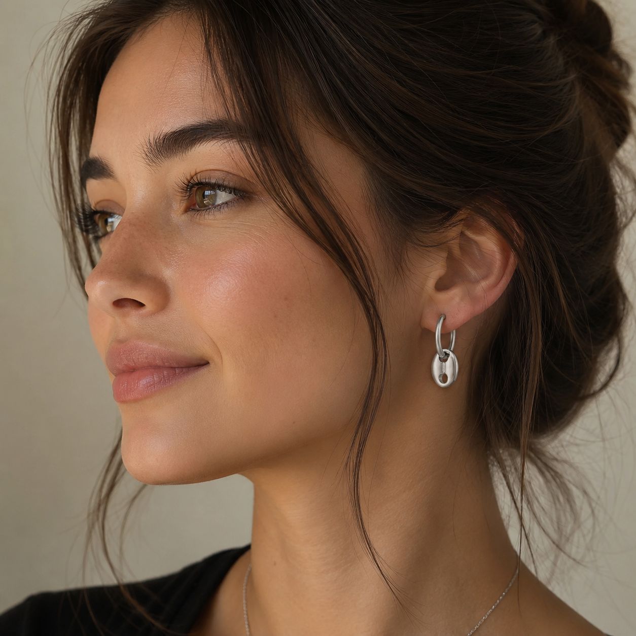 SILVER COFFEE BEAN EARRINGS