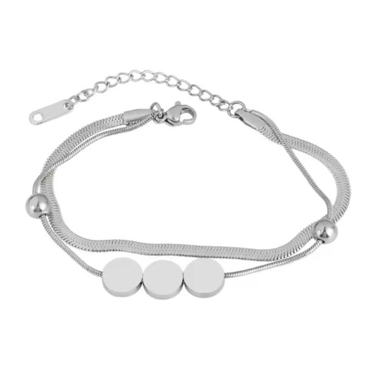 ATHENA SILVER DISC BRACELET