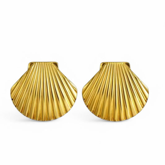 GOLDEN SEASHELL STATEMENT EARRINGS