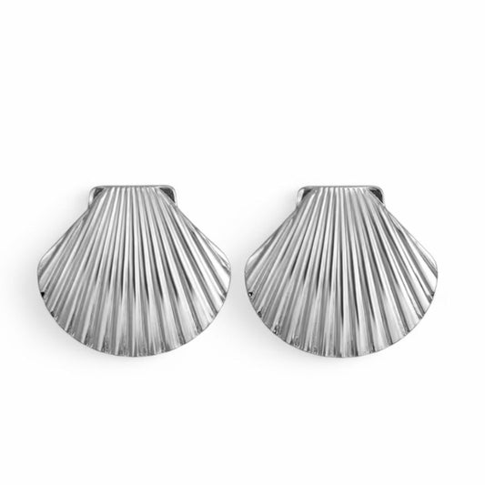 SILVER SEASHELL STATEMENT EARRINGS