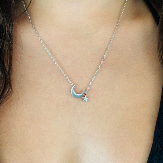 CRESCENT MOON AND STAR NECKLACE