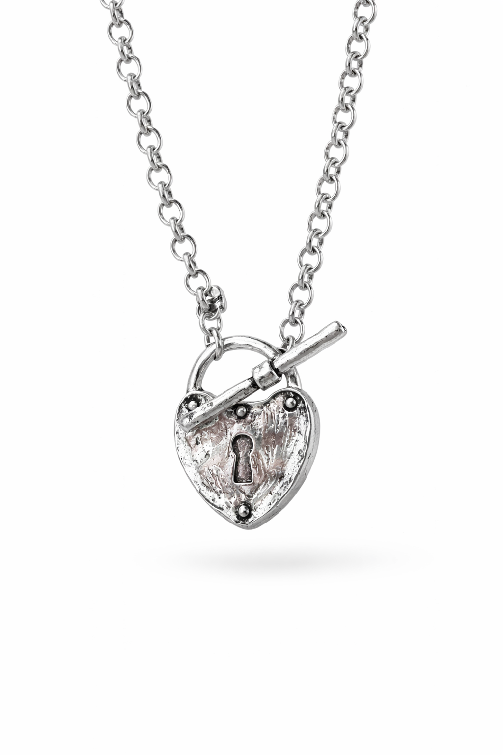 SILVER LOCK HEART NECKLACE