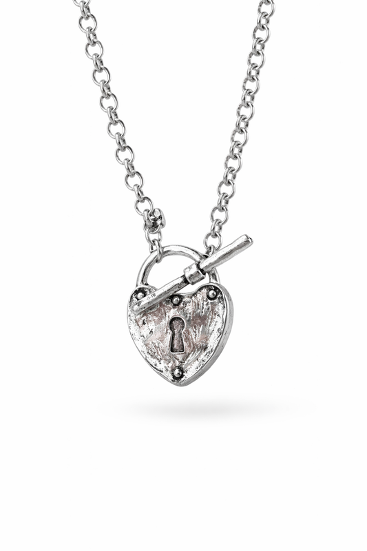 SILVER LOCK HEART NECKLACE