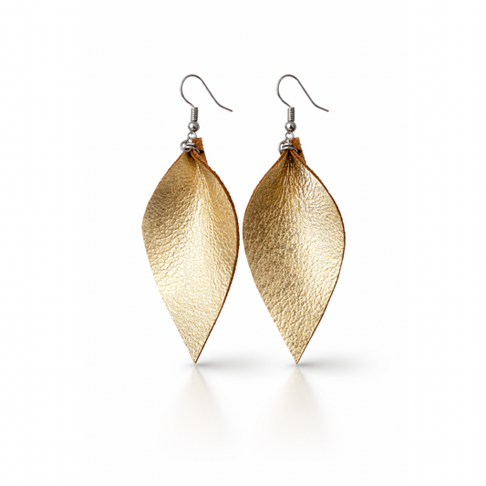 GOLD LEAF LEATHER EARRINGS
