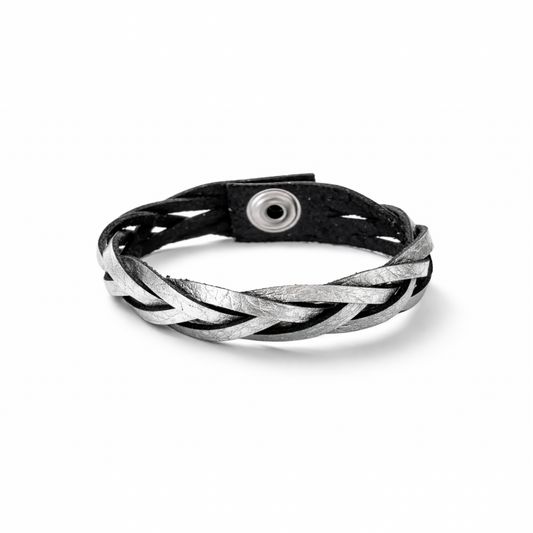 SILVER LEATHER BRACELET