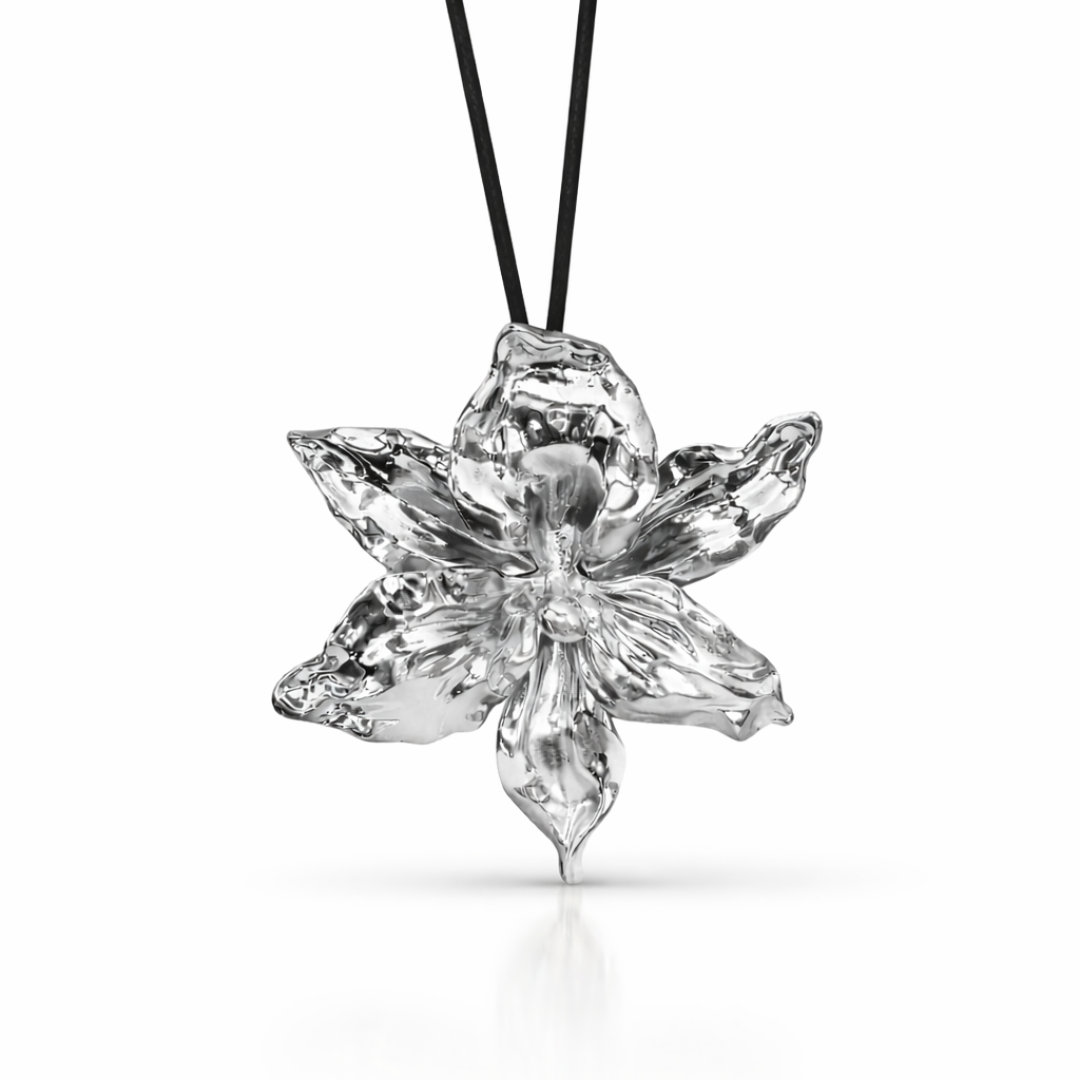 SILVER ORCHID NECKLACE