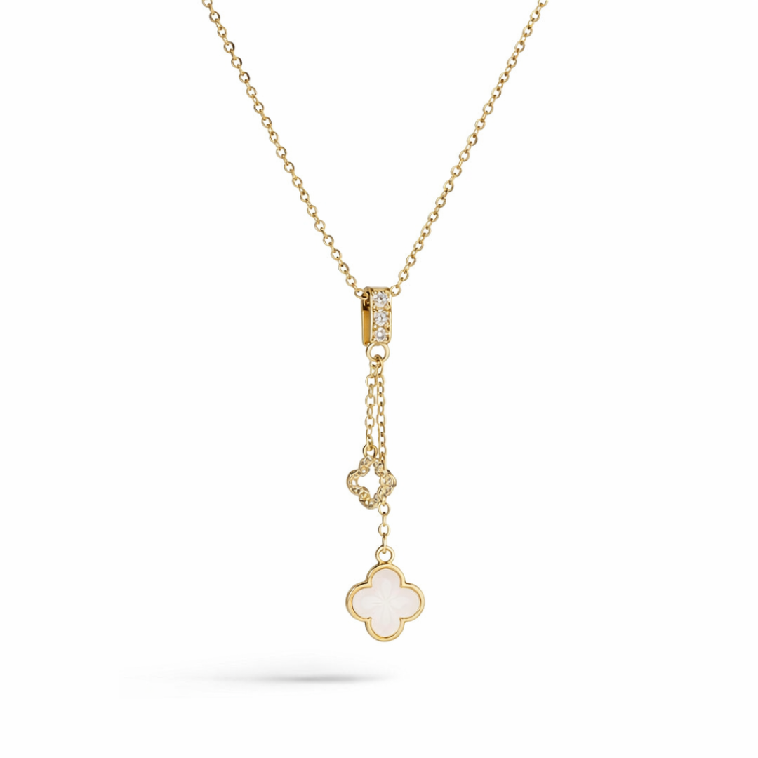 PEARL CLOVER CHARM NECKLACE