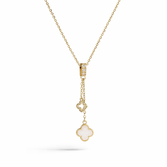 PEARL CLOVER CHARM NECKLACE