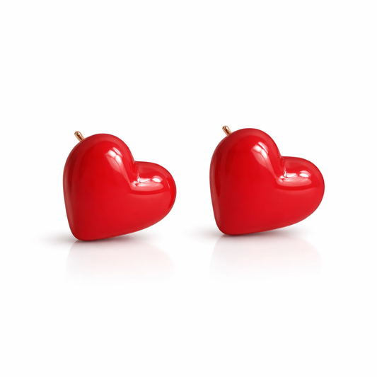 RUBY HEART STUDS