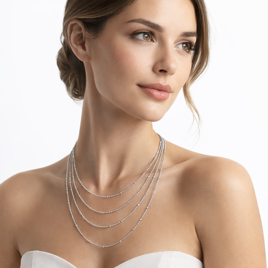 CASCADE LAYERED SILVER NECKLACE