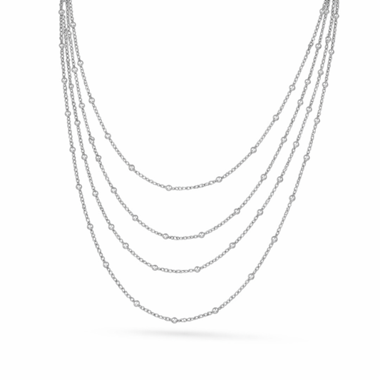 CASCADE LAYERED SILVER NECKLACE
