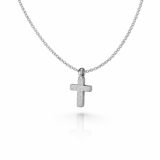 TINY SILVER CROSS PENDANT NECKLACE