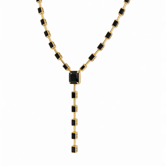 NOIR CASCADE LARIAT NECKLACE