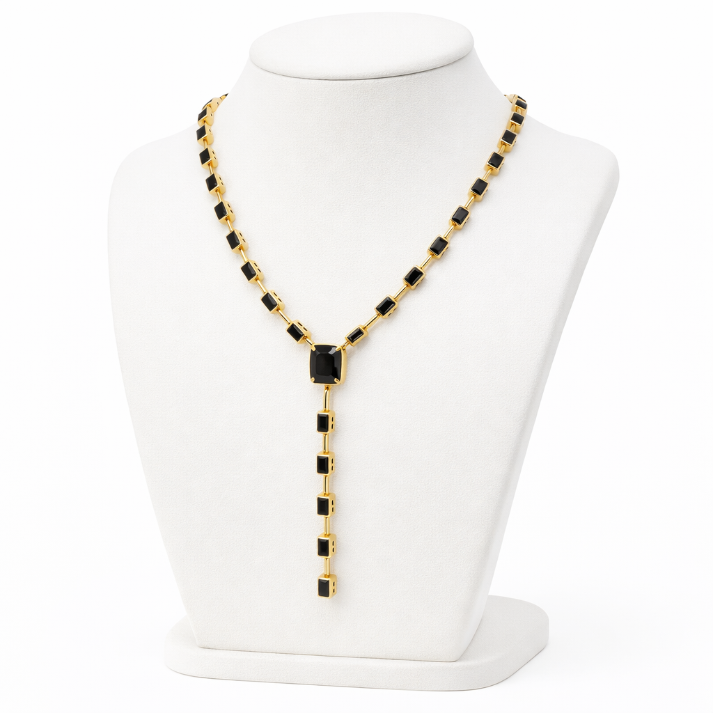 NOIR CASCADE LARIAT NECKLACE
