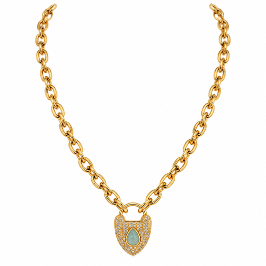 DAZZLING LOCK HEART NECKLACE