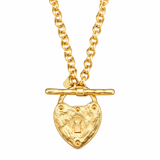 GOLD LOCK HEART NECKLACE
