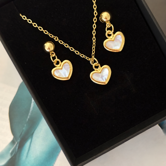 WHITE HEART GIFT SET - GOLD