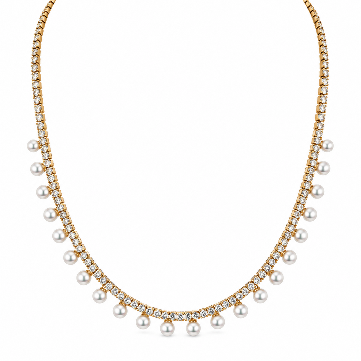 PEARL CRYSTAL CHOKER NECKLACE