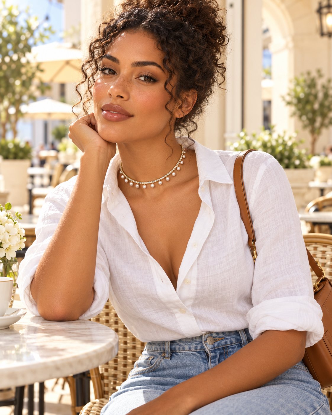 PEARL CRYSTAL CHOKER NECKLACE