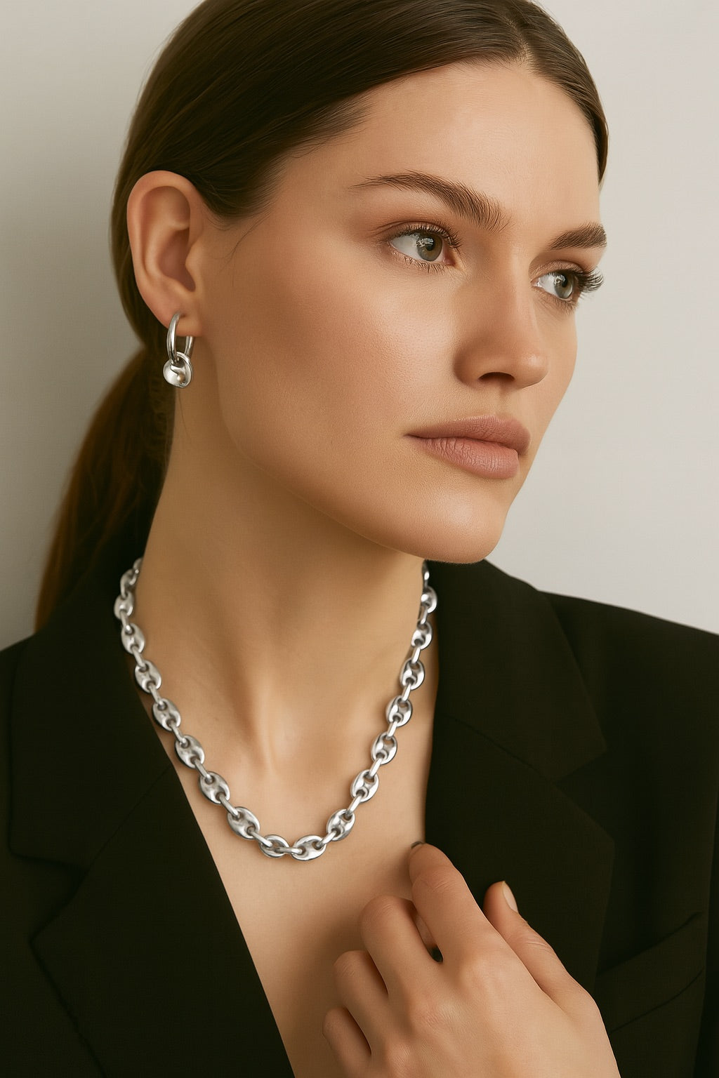 SILVER MARINER LINK NECKLACE