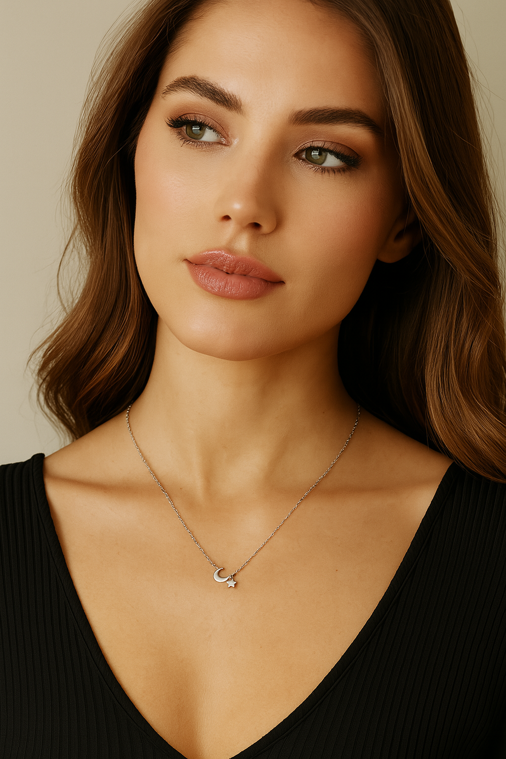 CRESCENT MOON AND STAR NECKLACE