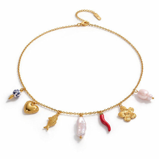 PEPPER FISH PEARL CHARM NECKLACE