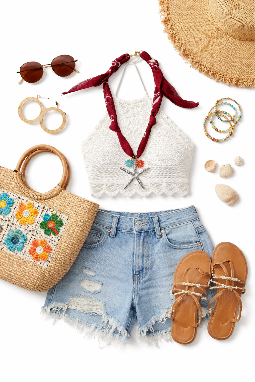 BOHO STARFISH BANDANA NECKLACE